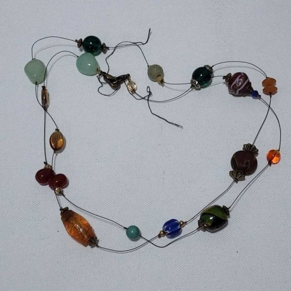 TRESKA beaded long illusion necklace‎ new